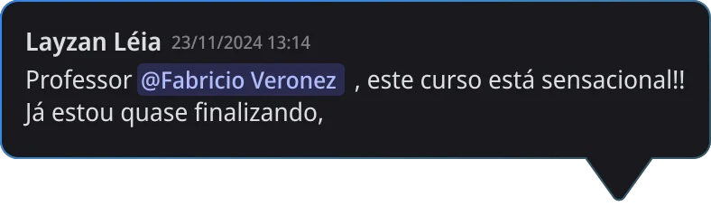 Comentário de aluno na plataforma do DevOps Pro